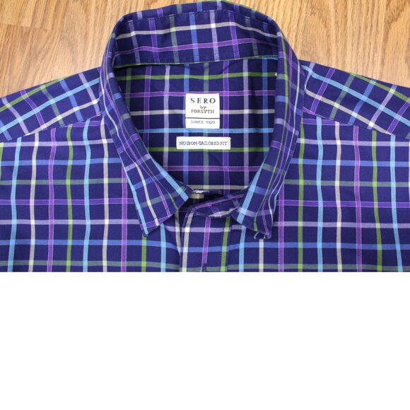 SERO by FORSYTH OF CANADA TAILORED FIT 100% COTTON SHIRT WINDOW PANE LARGE, L - Picture 1 of 3